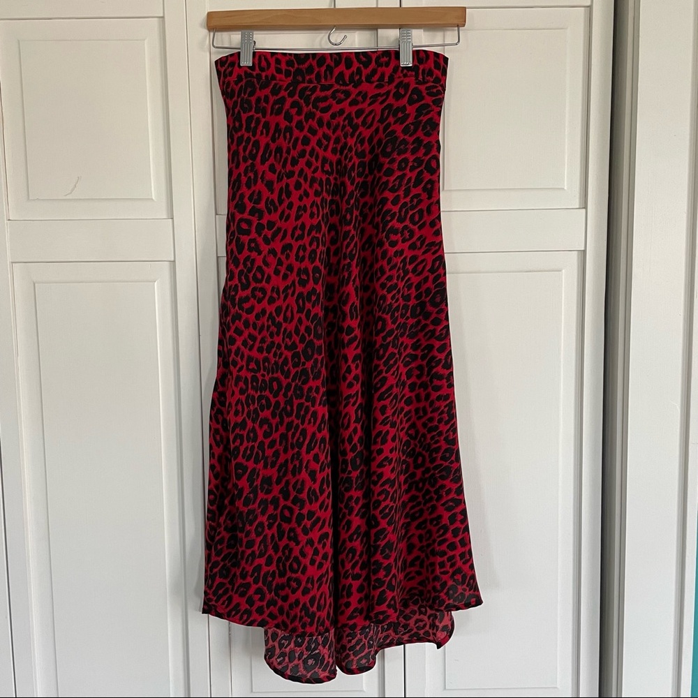 DO+BE RED CHEETAH MIDI SKIRT